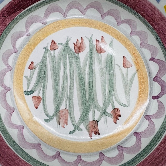 Mackenzie-Child’s Aalsmeer Vintage Aalsmeer Ruffled Blue and Yellow Ceramic Bowl - Picture 2 of 9